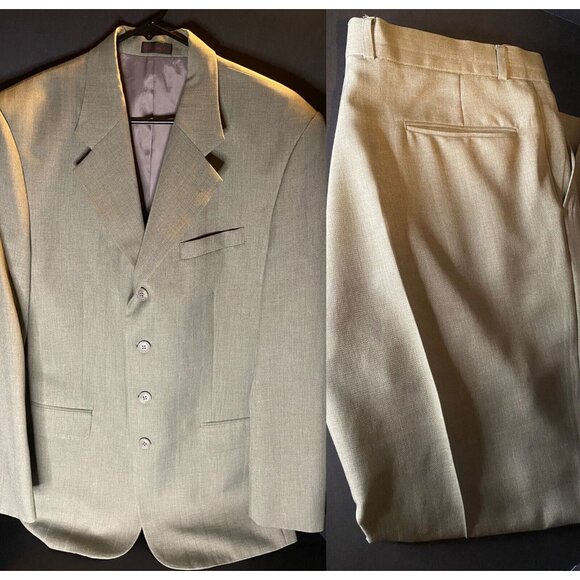 Bonelli Mens Suit 40R Polyester Blazer + Pants Formal Professional - Picture 1 of 15